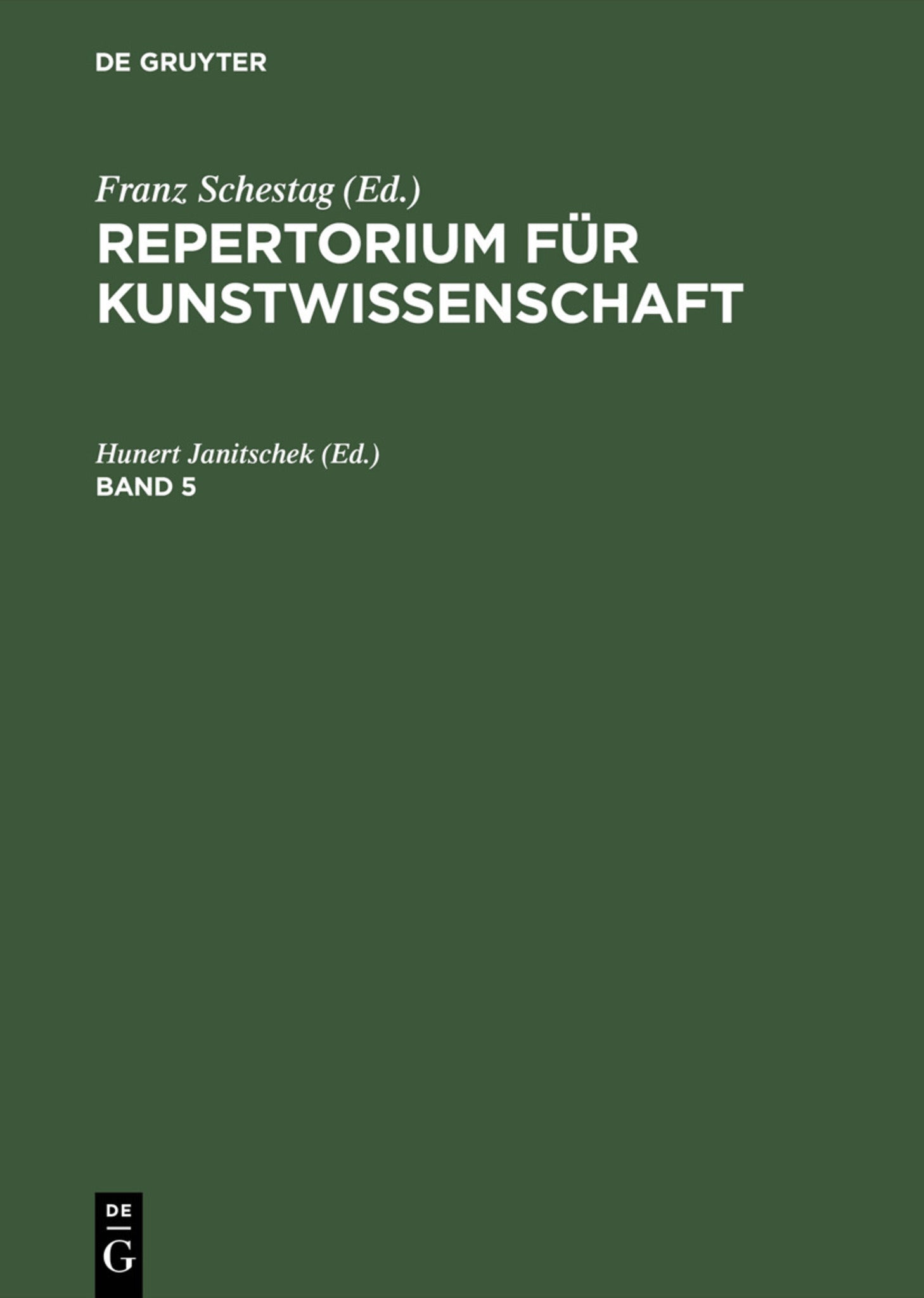 Cover image for Repertorium für Kunstwissenschaft. Band 5 ISBN 9783111224336